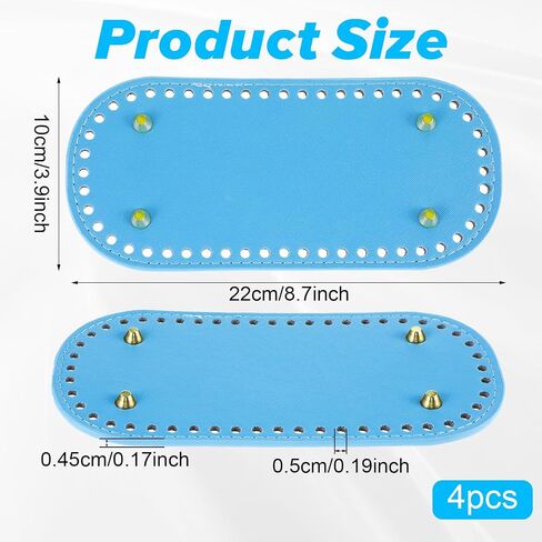 JJUNW 4Pcs Bag Bases for Crochet, 8.7x4 Leather Bag Bottom Pad Crochet Base Long Oval Bag Bottom Pad Tote Bag Insert Purse Bottom with Holes for Handbag Purse Bottom(4 colors2) in Saudi Arabia