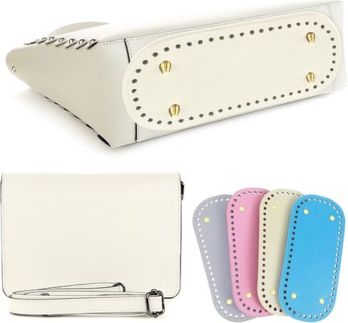 JJUNW 4Pcs Bag Bases for Crochet, 8.7x4 Leather Bag Bottom Pad Crochet Base Long Oval Bag Bottom Pad Tote Bag Insert Purse Bottom with Holes for Handbag Purse Bottom(4 colors2) in Saudi Arabia