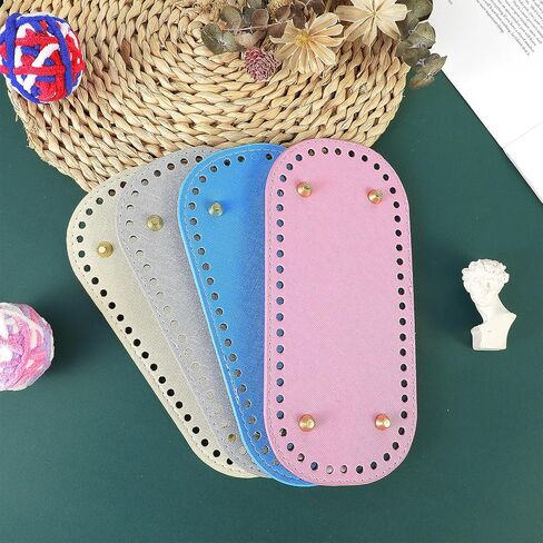 JJUNW 4Pcs Bag Bases for Crochet, 8.7x4 Leather Bag Bottom Pad Crochet Base Long Oval Bag Bottom Pad Tote Bag Insert Purse Bottom with Holes for Handbag Purse Bottom(4 colors2) in Saudi Arabia