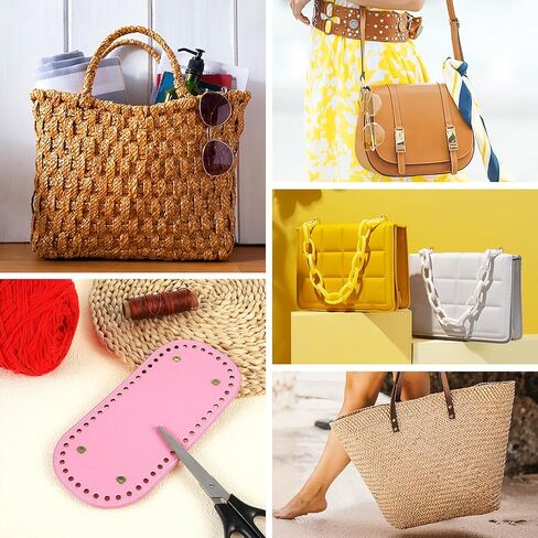 JJUNW 4Pcs Bag Bases for Crochet, 8.7x4 Leather Bag Bottom Pad Crochet Base Long Oval Bag Bottom Pad Tote Bag Insert Purse Bottom with Holes for Handbag Purse Bottom(4 colors2) in Saudi Arabia