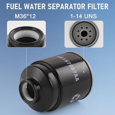 6.7 Cummins Fuel Filter Water Separator Set Compatible with 2019 2020 2021 2022 Ram 2500 3500 4500 5500 Diesel Turbo Engines, Replace 68157291AA 68436631AA in Saudi Arabia