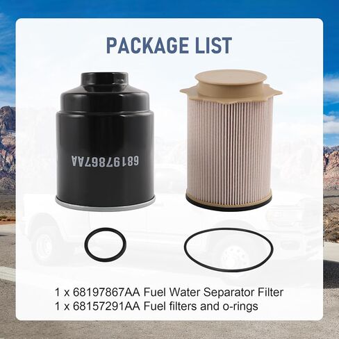 6.7 Cummins Fuel Filter Water Separator Set Compatible with 2019 2020 2021 2022 Ram 2500 3500 4500 5500 Diesel Turbo Engines, Replace 68157291AA 68436631AA in Saudi Arabia