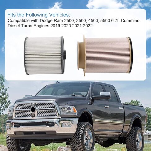 6.7 Cummins Fuel Filter Water Separator Set Compatible with 2019 2020 2021 2022 Ram 2500 3500 4500 5500 Diesel Turbo Engines, Replace 68157291AA 68436631AA in Saudi Arabia