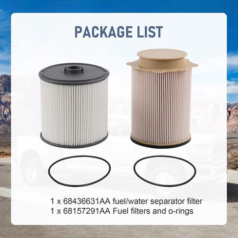 6.7 Cummins Fuel Filter Water Separator Set Compatible with 2019 2020 2021 2022 Ram 2500 3500 4500 5500 Diesel Turbo Engines, Replace 68157291AA 68436631AA in Saudi Arabia