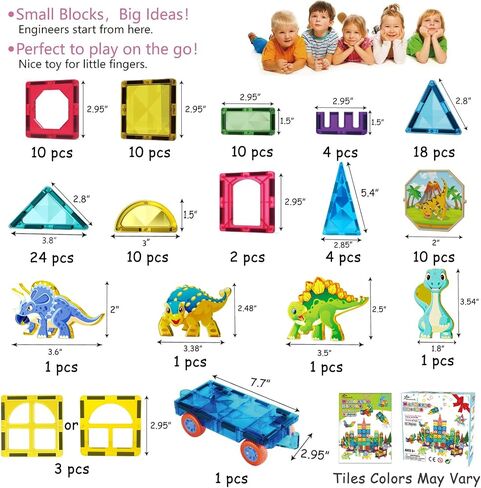 Jasonwell 110PCS Magnetic Tiles Building Blocks Set for Boys Girls Preschool Educational Magnet Construction Kit Stacking STEM Toys Christmas Birthday Gifts for Kids Toddlers 3 4 5 6 7 8 9 + Year Old in Kuwait
