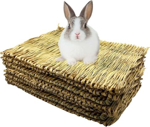 Tfwadmx Rabbit Grass Mats,16.5''x11''Large Natural Woven Seagrass Mat Bunny Bed Chew Mat Sleep for hillas Guinea Pigs Ferret Hamster Squirrel and Small Animals -6 Pcs in Saudi Arabia