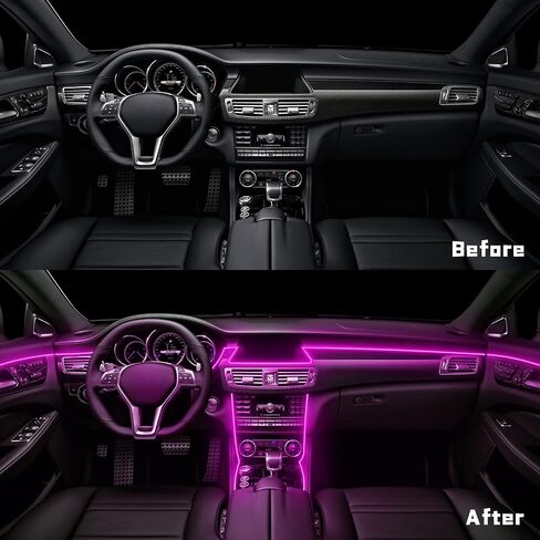 Car Interior Fiber Optic Lights, 236-inch 5 in 1 RGB Car Ambient Lighting Kit with Remote & APP Control - 16 Million Color Car Neon Lights for DIY Color, Style Mode, Mic, Music Mode & Timing in Saudi Arabia