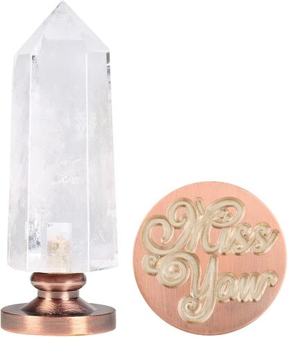 Rock Crystal Crystal Hexagon Prism Wax Seal Stamp, Detachable Vintage Copper Seals for Invitation Cards for Christmas Halloween Thanksgiving Gift, Twin Symbiotic Tree of Life Pattern in Kuwait