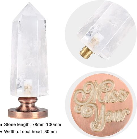 Rock Crystal Crystal Hexagon Prism Wax Seal Stamp, Detachable Vintage Copper Seals for Invitation Cards for Christmas Halloween Thanksgiving Gift, Twin Symbiotic Tree of Life Pattern in Kuwait