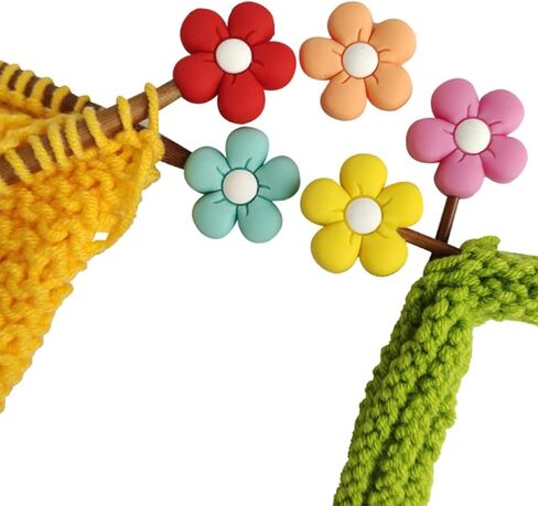 10 قطع من سدادات إبرة الحياكة - 5 قطع من واقيات نقاط إبرة الزهور الملونة - سدادات غرز من السيليكون، ملحقات الحياكة، هدايا الحياكة in Kuwait