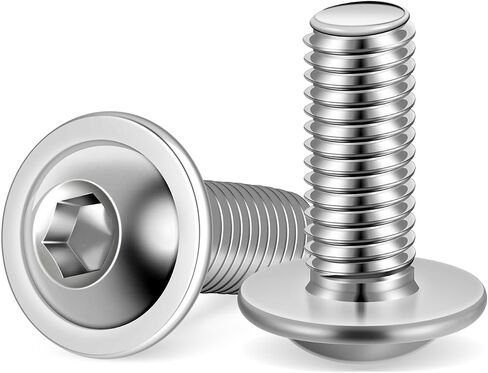 M6-1.0 x 16mm Flanged Button Head Socket Cap Screws, Stainless Steel 18-8 (304), Bright Finish, Full Thread, Allen Socket Drive, 25 PCS in Kuwait