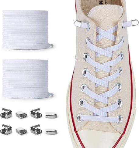 Elastic No Tie Shoe Laces (Pack of 2) One Size Fits All Adults and Kids - Tieless Elastic Shoelaces in Saudi Arabia