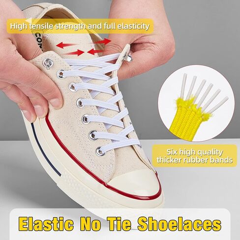 Elastic No Tie Shoe Laces (Pack of 2) One Size Fits All Adults and Kids - Tieless Elastic Shoelaces in Saudi Arabia