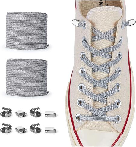 Elastic No Tie Shoe Laces (Pack of 2) One Size Fits All Adults and Kids - Tieless Elastic Shoelaces in Saudi Arabia