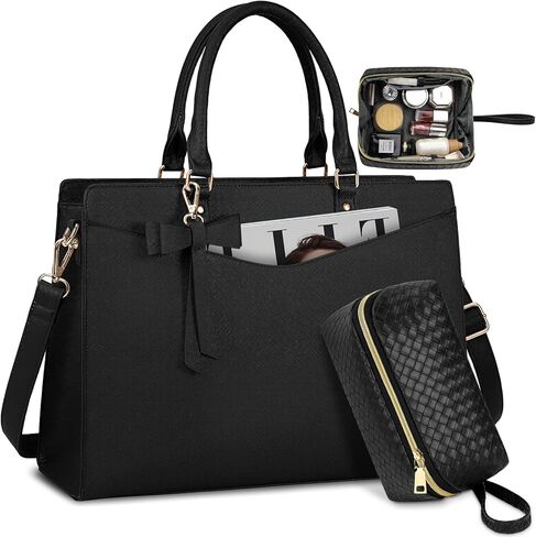 رينمور حقيبة لابتوب للنساء 15.6 بوصة بولي PU حمل حقيبة الأعمال مكتب العمل أكياس مقاوم للماء حقيبة حقيبة كمبيوتر 2 قطعة مجموعة in Kuwait