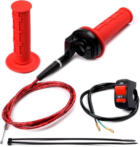 7/8" 22mm Twist Throttle Accelerator Soft Rubble Handle Grip Cable kit for 50cc 90cc 110cc 125cc 4-Stroke SSR Coolster Apollo CRF50 Roketa Pit Bike Dirt Bike Mini Bike ATV Quad Pocket Bike in Saudi Arabia