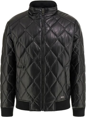GUESS Men's Quilted Faux Leather Jacket in Saudi Arabia
