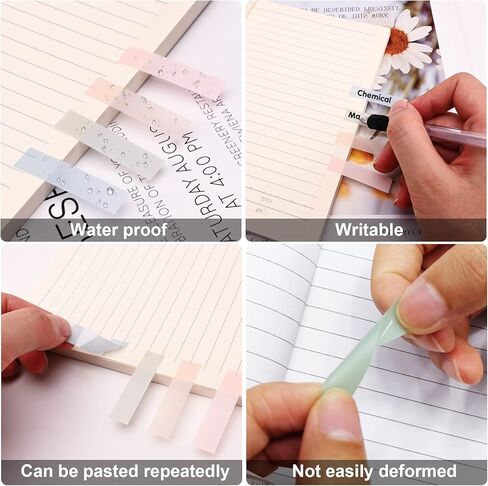400 PCS Transparent Sticky Tabs, Index Tabs and Clear Sticky Notes Book Tabs, Writable and Pasteable Note for School, Office(Transparent+10 Colour) in Kuwait