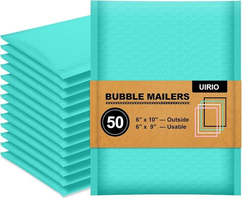 50 Pack Bubble Mailers - 6x9 Inch Shipping Envelopes - Water Resistant Packaging Bags Padded Envelopes for Small Business, Jewellery, Makeup Supplies - Opaque Self Seal (Teal, 6x9 in (#0)) in Saudi Arabia