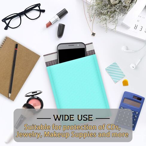 50 Pack Bubble Mailers - 6x9 Inch Shipping Envelopes - Water Resistant Packaging Bags Padded Envelopes for Small Business, Jewellery, Makeup Supplies - Opaque Self Seal (Teal, 6x9 in (#0)) in Saudi Arabia