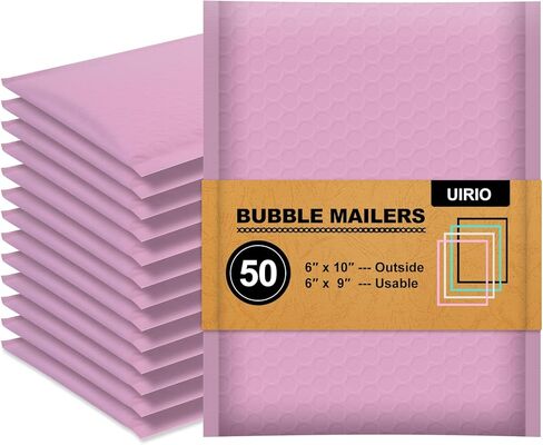 50 حزمة من رسائل البريد الفقاعية - مغلفات شحن مقاس 6 × 9 بوصة - أكياس تغليف مقاومة للماء وأظرف مبطنة للأعمال الصغيرة والمجوهرات ومستلزمات المكياج - ختم ذاتي غير شفاف (أزرق مخضر، 6 × 9 بوصة (#0)) in Kuwait