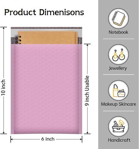 50 حزمة من رسائل البريد الفقاعية - مغلفات شحن مقاس 6 × 9 بوصة - أكياس تغليف مقاومة للماء وأظرف مبطنة للأعمال الصغيرة والمجوهرات ومستلزمات المكياج - ختم ذاتي غير شفاف (أزرق مخضر، 6 × 9 بوصة (#0)) in Kuwait
