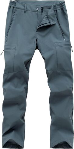 Gash Hao Mens Waterproof Ski Snow Pants Hiking Softshell Cargo Fleece Lined Warm Insulated Outdoor Fishing Pants in Kuwait