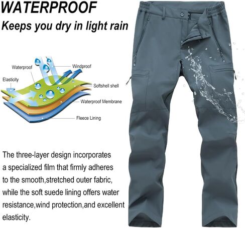 Gash Hao Mens Waterproof Ski Snow Pants Hiking Softshell Cargo Fleece Lined Warm Insulated Outdoor Fishing Pants in Kuwait