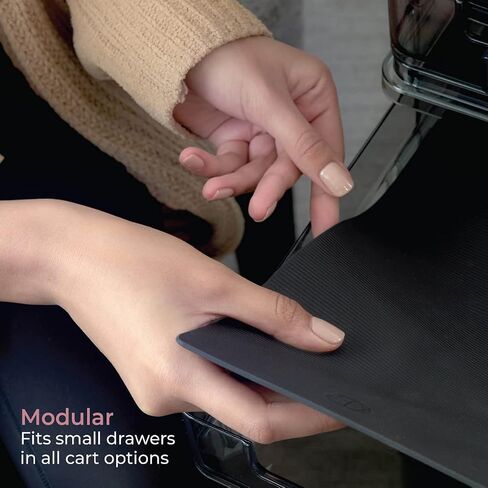 iDesign The Sarah Tanno Collection Heat-Resistant Silicone Mat for Cosmetic Drawer Organizers, Black in Saudi Arabia