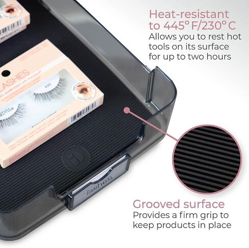 iDesign The Sarah Tanno Collection Heat-Resistant Silicone Mat for Cosmetic Drawer Organizers, Black in Saudi Arabia
