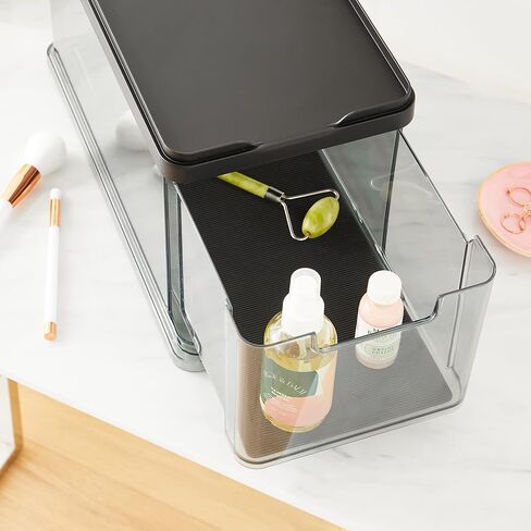iDesign The Sarah Tanno Collection Heat-Resistant Silicone Mat for Cosmetic Drawer Organizers, Black in Saudi Arabia