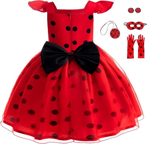 Sgehen Girls Ladybug Costume Dress Halloween Birthday Christmas Party Cosplay Outfit 3-10 Years in Kuwait