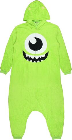 Mike Wazowski Union Suit Disney Monsters Inc Hooded Kigarumi Adult Fleece Costume One Piece Pajama for Men and Women in Kuwait