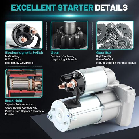 6970 Starter Motor Fit for Chevrolet Avalanche Colorado Silverado 1500 Tahoe Suburban for GMC Canyon Sierra 1500 Yukon Hummer H3 Saab 9-7X 4.8L 5.3L 1.4KW 9-Teeth Automotive Replacement Starter in Saudi Arabia