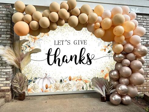 Let's Give Thanks Backdrop Happy Thanksgiving Photography Background for Fall Pumpkins Friendsgiving Party Decorations Banner Thanksgiving Dinner Photo Studio Props (82x59 inch (7x5FT)) in Saudi Arabia