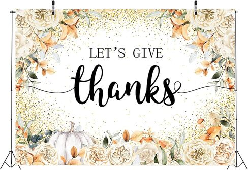 Let's Give Thanks Backdrop Happy Thanksgiving Photography Background for Fall Pumpkins Friendsgiving Party Decorations Banner Thanksgiving Dinner Photo Studio Props (82x59 inch (7x5FT)) in Saudi Arabia