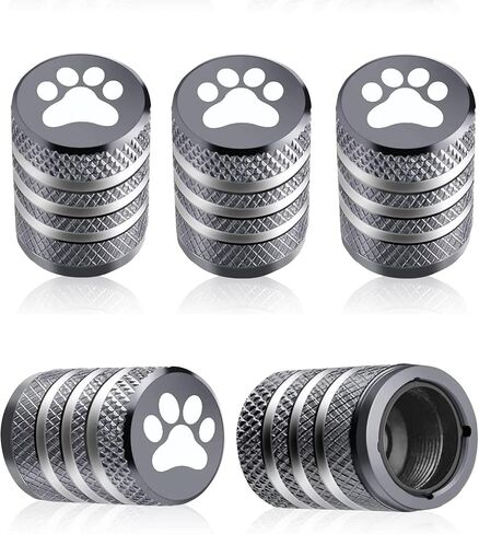 gunhunt 5 PCS Dog Paw Car Tire Caps, Tire Valve Stem Cap Cover, Aluminum Alloy Valve Cap, for Car, Truck, Motorcycle (Black) in Kuwait