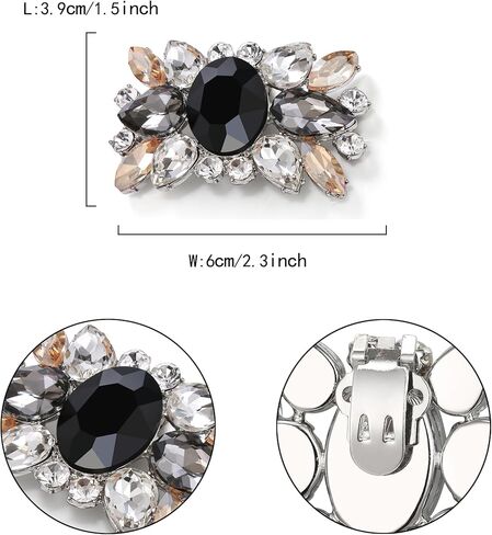 Flyonce Sparkly Rhinestone Shoe Clips, Wedding Party Rectangle Floral Crystal Decorative Shoe Clips for Pumps Flats in Saudi Arabia