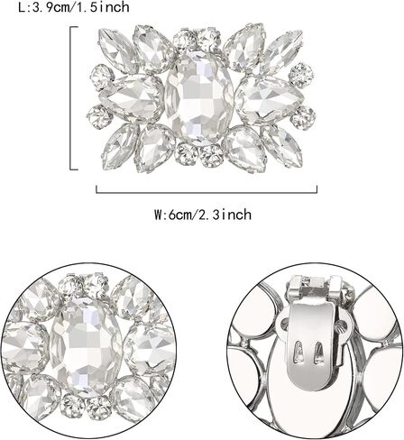 Flyonce Sparkly Rhinestone Shoe Clips, Wedding Party Rectangle Floral Crystal Decorative Shoe Clips for Pumps Flats in Saudi Arabia