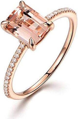 Metmejiao 2 قطعة 18K مطلية بالذهب الوردي الذكرى السنوية مكعب زركونيا توباز خواتم الزفاف خواتم الخطبة الزفاف مجموعة للنساء (6) in Kuwait