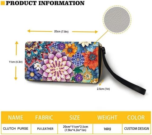 Bohemian Mandala Leather Wristlet Wallet for Women Portable Storage Bag Ethnic Style Fashion Travel Business Shopping Money Clips Handbag Purse in Saudi Arabia