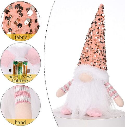 3 Pack Lighted Christmas Gnome, Handmade Scandinavian Swedish Tomte with Sequins Long Hat, Santa Elf Figurine Faceless Doll Tabletop Xmas Party Decor, Multicolor, 11.8x3.9x3.9 inch in Saudi Arabia