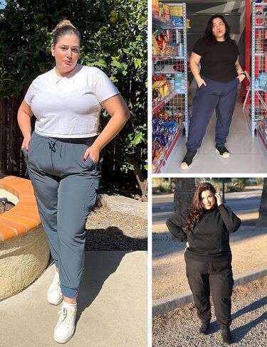 FOREYOND Plus Size Cargo Pants for Women Lightweight Quick Dry Hiking Pants Cropped Joggers Pants with Zipper Pockets in Saudi Arabia