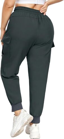 FOREYOND Plus Size Cargo Pants for Women Lightweight Quick Dry Hiking Pants Cropped Joggers Pants with Zipper Pockets in Kuwait