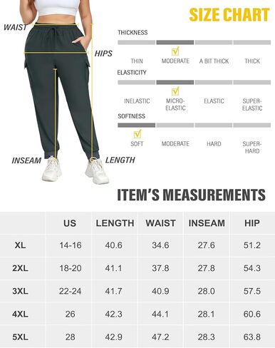 FOREYOND Plus Size Cargo Pants for Women Lightweight Quick Dry Hiking Pants Cropped Joggers Pants with Zipper Pockets in Kuwait