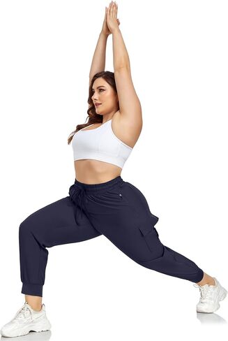 FOREYOND Plus Size Cargo Pants for Women Lightweight Quick Dry Hiking Pants Cropped Joggers Pants with Zipper Pockets in Saudi Arabia
