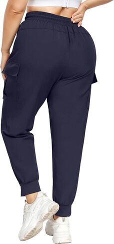 FOREYOND Plus Size Cargo Pants for Women Lightweight Quick Dry Hiking Pants Cropped Joggers Pants with Zipper Pockets in Saudi Arabia