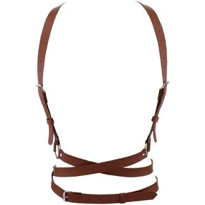 Women's Leather Body Chest Harness Punk Chain Belt Adjustable Waist Suspender For Shirt Dresses Gothic Costume Accessories
