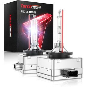 Torchbeam D3S HID Bulbs, Xenon 8000K 35W HID Bulb with Metal Stents Base, Waterproof Design, Plug and Play, Pack of 2