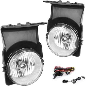 Driving Fog Lights Lamps Replacement for 2003-2006 GMC Sierra 1500 2500 3500 with H10 12V 45W Halogen Bulbs & Wiring Harness Kit (Clear Lens)